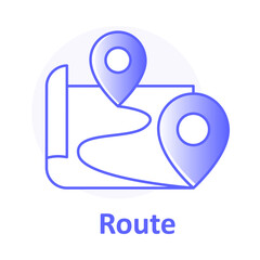 Route, Map Path, Location Pin, Travel Direction, Navigation Route, GPS Path, Road Navigation, Route Icon, Journey Map, Wayfinding Symbol Vector