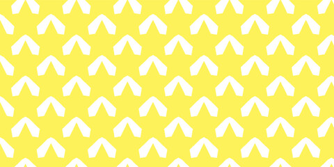 Seamless abstract pattern with repeating white geometric arrow shapes on a bright yellow background. Modern, playful, and minimal design