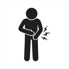 Silhouette of a Person Holding Stomach in Pain Representing Abdominal Issues and Cramps Isolated Against a White Background