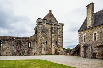 Obraz premium Castle ruin of Chateau de Saint-Sauveur-le-Vicomte, Manche, Normandy, France, Europe