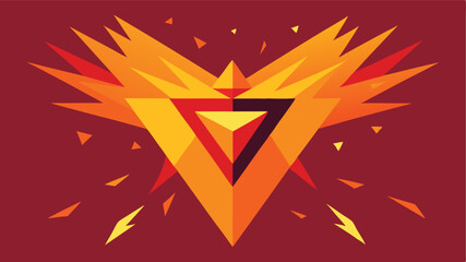 Obraz premium Geometric abstract phoenix design with warm color palette and bursting triangle elements