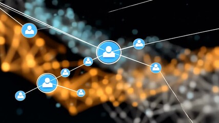 Digital connection network with user icons on black - Powered by Adobe