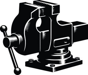 Bench vise clamp tool silhouette vector illustration isolated on a white background