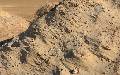 Texture of sand and earth, sand dunes and mountains