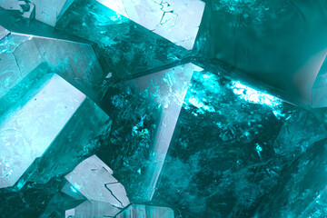 Dioptase. Specimen from Tsumeb Mine, Namibia. Micro photography extreme close-up. microscope...