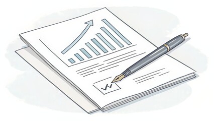 Minimal Document Illustration with Pen and Graph for Strategic Analysis Themes
