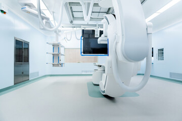 Modern operating room with angiography X-ray machine