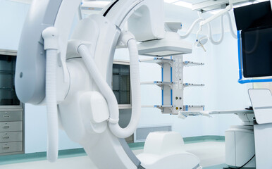 Modern operating room with angiography X-ray machine