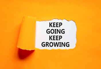 Keep going and growing symbol. Concept words phrase Keep going keep growing on beautiful white...
