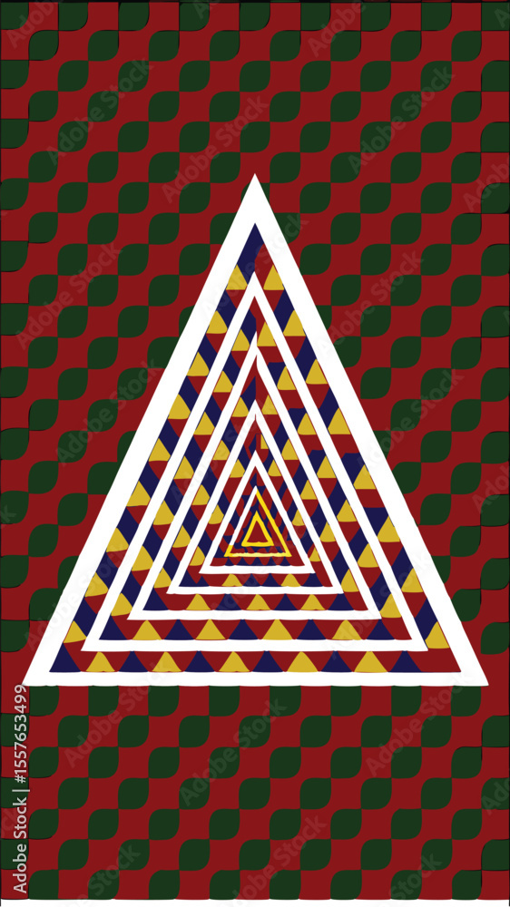 Poster geometric fractal triangle design with bold vector style on white background for creative projects