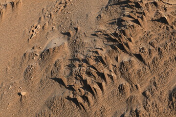 Texture of sand and earth, sand dunes and mountains