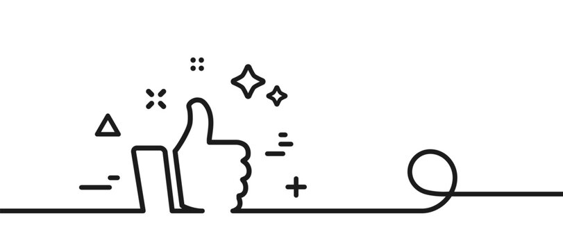 Like line icon, thumb up with set pop icons around, best rating satisfaction, high customers service, social media symbol, user experience best customer positive feedback - vector