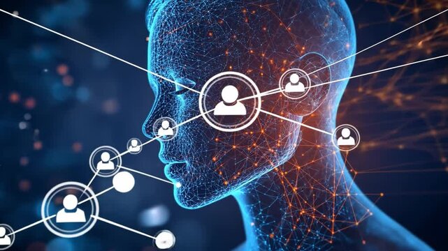 Connected Minds: A futuristic, artistic rendering of a human figure, interlinked with networks representing the interconnectedness of thoughts and ideas.