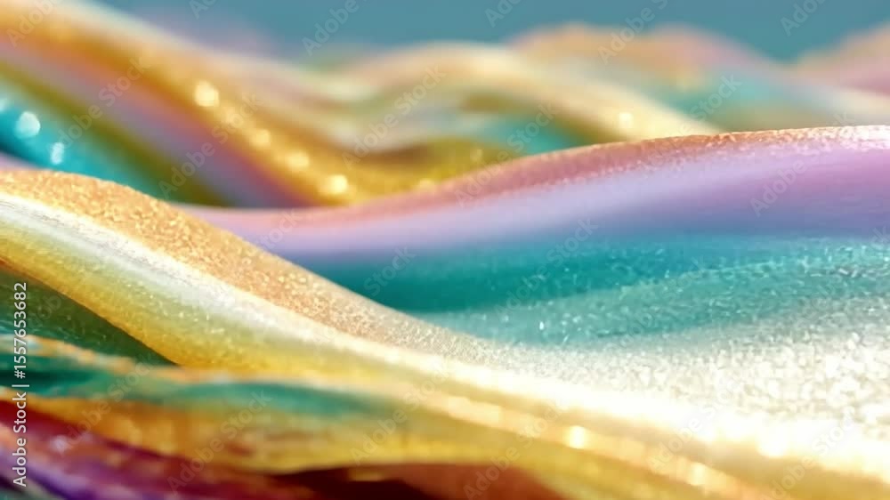 Poster Glittering Waves of Color: Captivating abstract design of shimmering waves in a stunning display of color, with sparkling glitter.
