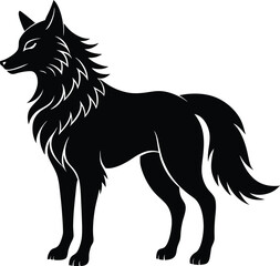 standing wolf silhouette wild nature spirit animal forest vector