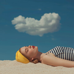 Fototapeta premium young woman lying on the beach