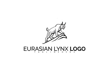 Fototapeta premium Elegant Eurasian Lynx Logo Design with Leaf Frame and Stylized Fur Pattern. Designed for Vegan Skincare Brands, Ethical Goods Packaging, and Soft Animal Branding.