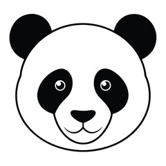 Fototapeta premium Simple black and white cartoon panda bear face illustration