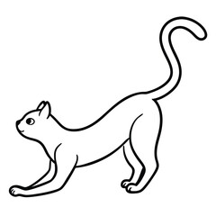 Obraz premium Simple black and white line drawing of a cat stretching its body