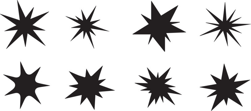 Black starburst explosion shapes on white background vector