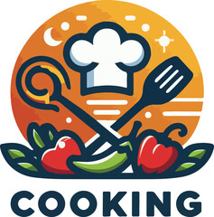 Cooking logo vector white background .