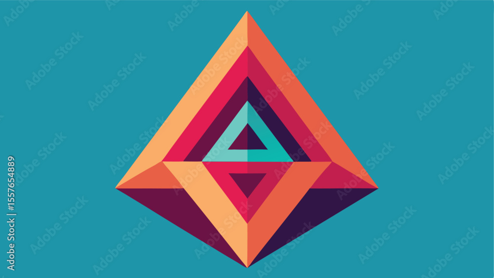 Poster geometric layered triangle composition with vibrant colors and abstract design elements