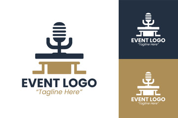 Naklejka premium Modern Event Logo Designs for Concerts and Music Shows with Microphone Symbol