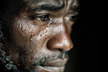 Obraz premium Emotional close-up of man crying