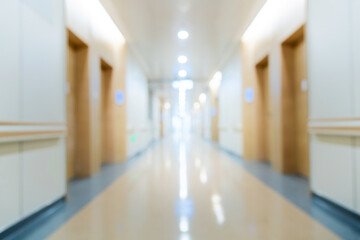 Blur background of empty ward corridor in the hospital