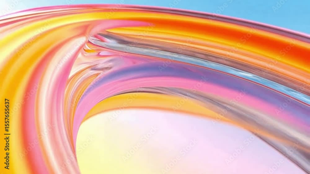 Poster vibrant abstract art: a captivating artwork composed of fluid, swirling ribbons of color, blending t