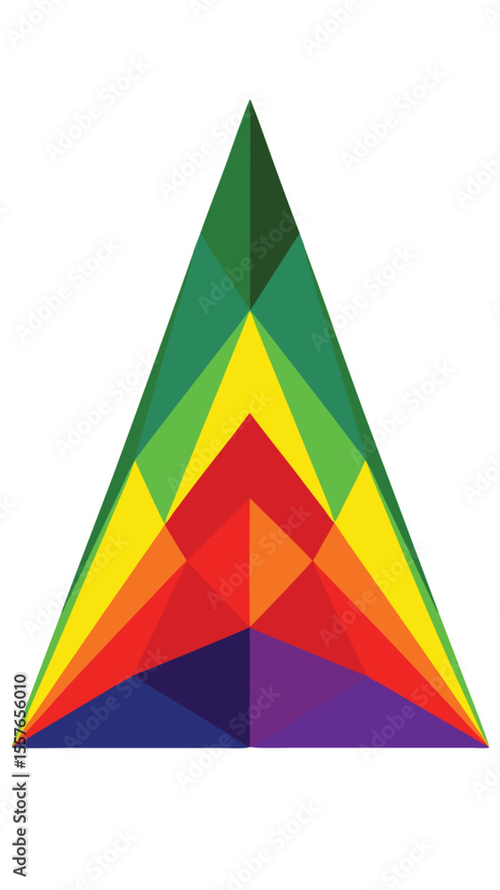 Aufkleber geometric rainbow triangle design with layered abstract shapes and transparent color palette