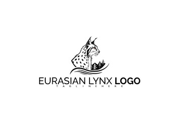 Bold Eurasian Lynx Logo Design in Rustic Style with Natural Textures. Ideal for Handmade Outdoor Goods, Natural Materials Branding, and Traditional Wildcat Identity.

