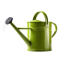 Green watering can pouring water gardening spring freshness