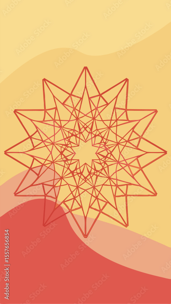 Poster geometric starburst design on a textured background suitable for various design purposes