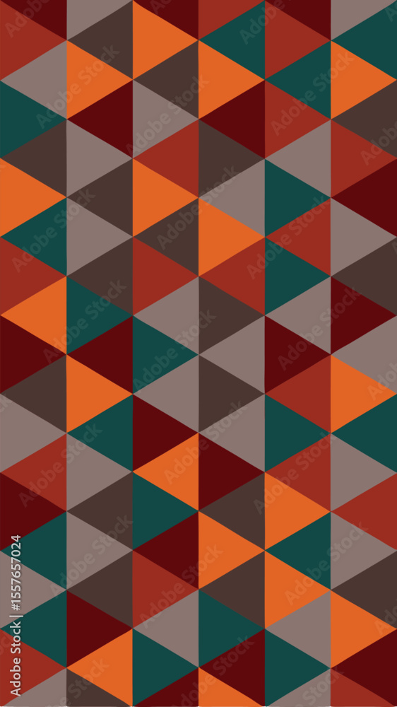 Poster geometric triangle pattern in warm earth tones seamlessly suitable for diverse design applications