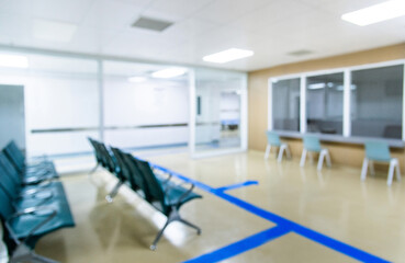Blur background of empty waiting room in the hospital