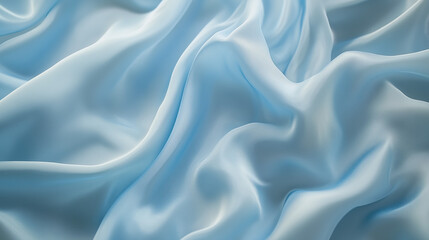 Fototapeta premium Light blue satin background with wavy lines, creating smooth and elegant fabric background
