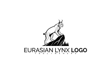 Fototapeta premium Powerful Eurasian Lynx Logo Design with Sharp Geometric Style. Great for Wilderness Apparel Brands, Tough Outdoor Products, and Strong Wildlife Mascot Identity.