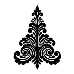 Elegant decorative flourish, intricate black scrollwork illustration on white. This classic decorative flourish features detailed swirls, traditional motifs. Ideal decorative flourish for borders,