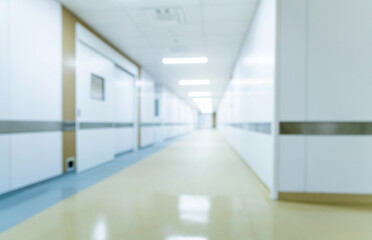 Blur background of empty corridor in the hospital