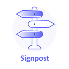 Signpost, Direction Sign, Road Sign, Travel Guidepost, Navigation Symbol, Path Indicator, Sign Board, Route Sign, Wayfinding Icon, GPS Sign Vector