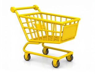 3d yellow shopping cart icon isolated on transparent background.graphic, purchase, retail, sale, shopping, three-dimensional, transparent, wheel, simple, cart, consumerism, isolated, modern, clean, 