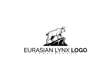 Striking Eurasian Lynx Logo Design with a Sleek Wildcat in Profile. Designed for High-End Branding, Animal Conservation Campaigns, and Bold Wildlife Organization Logos.

