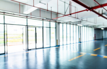 Blur background of empty parking lot in the hospital