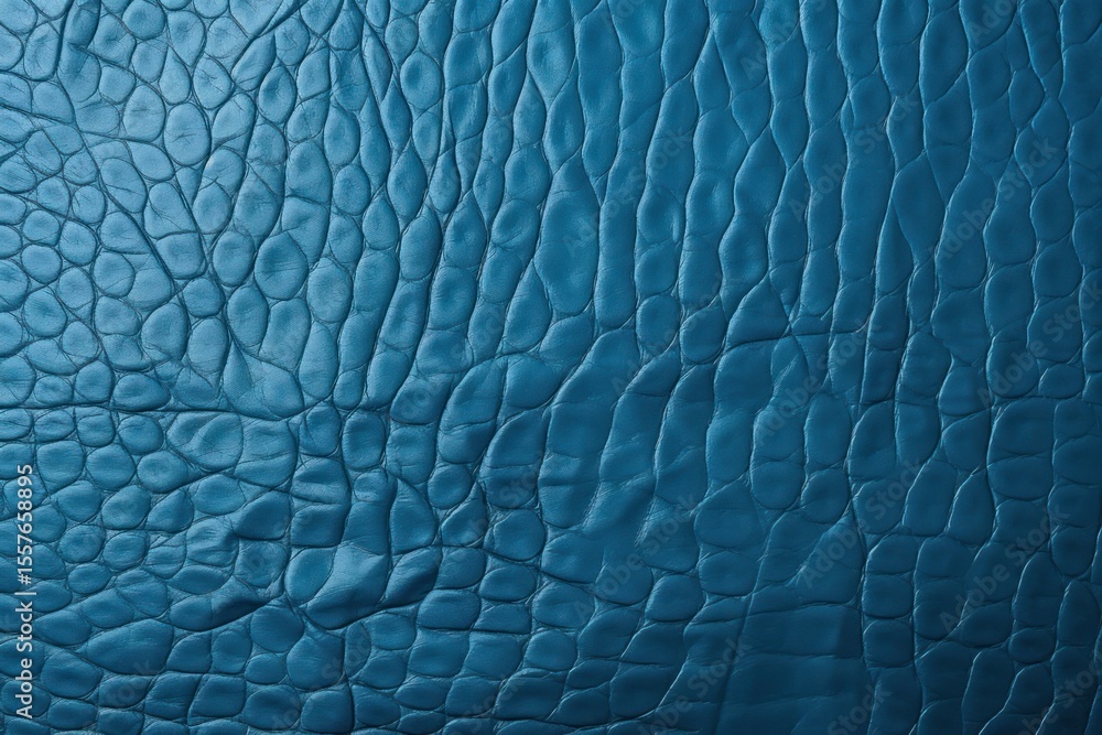 Poster shiny blue leather texture background displaying embossed reptile skin pattern, creating a luxurious