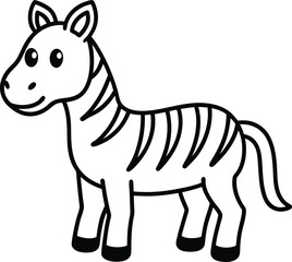Striking zebra vector illustration of a cute, striped wildlife mammal