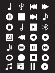 Collection of Media Player Icons Music, Playback, and More