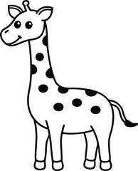 Adorable Cartoon Giraffe Illustration Simple Line Art Design