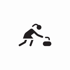 curling female athlete icon sign vector