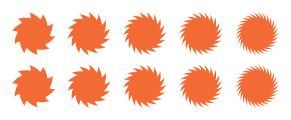 Circle design elements. Twist Icon Logo Design Vector Template. Promo Star Shapes. Sol Logotipo. Clipart Shapes